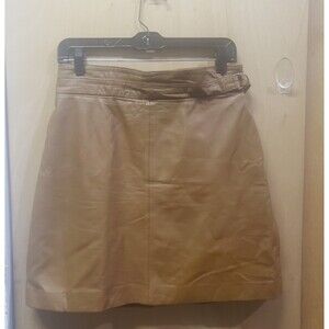 French Connection leather mini skirt carmel-colored Sz 8 III